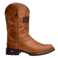 Texana Clássica Masculina Country Em Couro Nobre