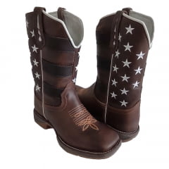 Bota Texana Country Masculina EUA Envelhecida Sola Jump