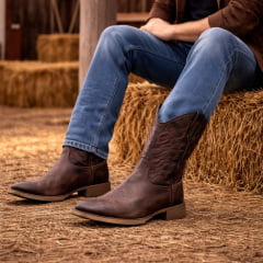 Texana Masculina em Couro Café Western de Alto Padrão