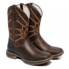 Bota Texana Masculina Country Solado Jump Alto Relevo