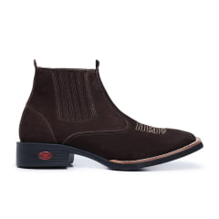 Bota Botina Texana Masculina Cano Curto Couro Bico Quadrado.