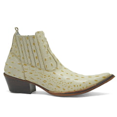 Botina Bico Fino Masculina em Couro Legítimo Solado de Couro