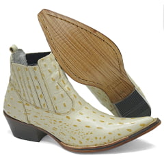 Botina Bico Fino Masculina em Couro Legítimo Solado de Couro