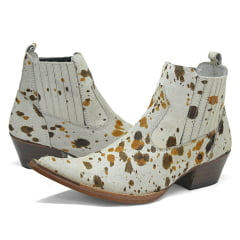  Botina Bico Fino Masculino em Couro de Pêlo Marrom