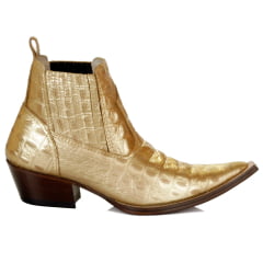 BOTINA/BOTA CANO CURTO COUNTRY MASCULINA COURO DOURADA