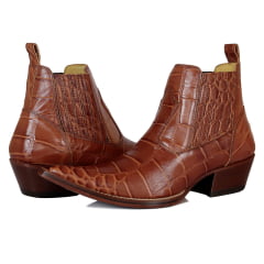 BOTINA/BOTA CANO CURTO COUNTRY MASCULINA COURO LEGÍTIMO MARROM