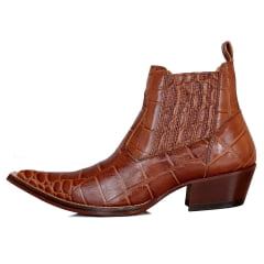 BOTINA/BOTA CANO CURTO COUNTRY MASCULINA COURO LEGÍTIMO MARROM