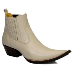 BOTINA/BOTA CANO CURTO COUNTRY MASCULINA COURO MARFIM