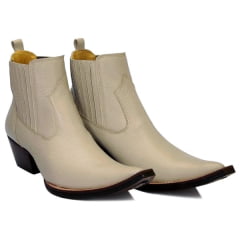 BOTINA/BOTA CANO CURTO COUNTRY MASCULINA COURO MARFIM