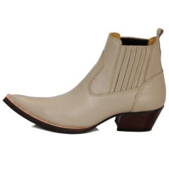 BOTINA/BOTA CANO CURTO COUNTRY MASCULINA COURO MARFIM 