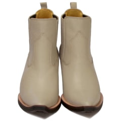 BOTINA/BOTA CANO CURTO COUNTRY MASCULINA COURO MARFIM 