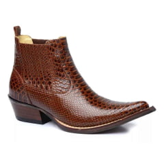 BOTINA/BOTA CANO CURTO COUNTRY MASCULINA COURO MARROM