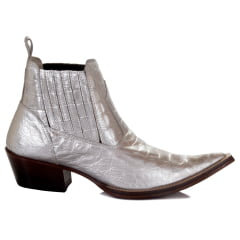BOTINA/BOTA CANO CURTO COUNTRY MASCULINA COURO PRATA 