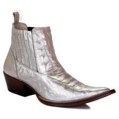 BOTINA/BOTA CANO CURTO COUNTRY MASCULINA COURO PRATA