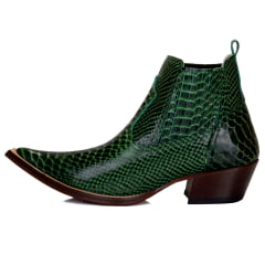 BOTINA/BOTA CANO CURTO COUNTRY MASCULINA COURO VERDE MILITAR
