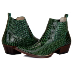 BOTINA/BOTA CANO CURTO COUNTRY MASCULINA COURO VERDE MILITAR