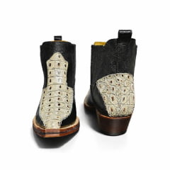 Botina Country Masculina Bico Fino Jacaré Cinza