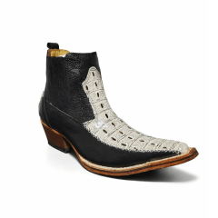 Botina Country Masculina Bico Fino Jacaré Cinza