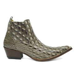 Botina Country Masculina Couro Croco Cromo Solado de Couro
