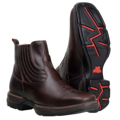 Botina Country Masculina Colorado em Couro Solado Jump Café