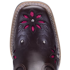 Botina de Couro Preta Feminina com Bordado a Laser e Sola de Borracha Várias Cores