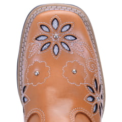 Botina de Couro Preta Feminina com Bordado a Laser e Sola de Borracha Várias Cores