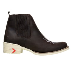 Botina Masculina Bico Redondo Solado Bege em Couro Legítimo