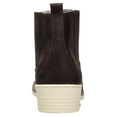 Botina Masculina Bico Redondo Solado Bege em Couro Legítimo