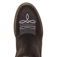 Botina Masculina Bico Redondo Solado Bege Em Couro Café Botina Masculina Bico Redondo Solado Bege Em Couro Café