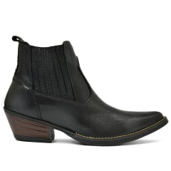 Botina Masculina Country Bico Fino Couro Sola TR Floater Preta