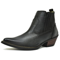 Botina Masculina Country Bico Fino Couro Sola TR Floater Preta