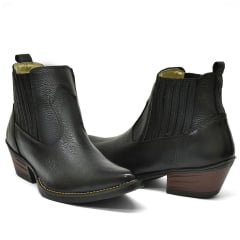 Botina Masculina Country Bico Fino Couro Sola TR Floater Preta