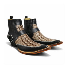 Botina Masculina Country Bico Fino Jacaré Couro Bovino