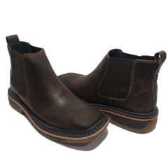 Botina Masculina Western Rústica sem Bordado Sola Jump Bico Quadrado