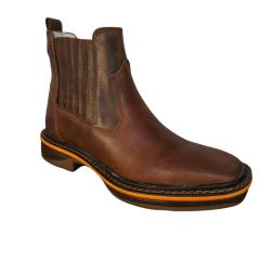Botina Masculina Western Rústica sem Bordado Sola Jump Bico Quadrado