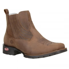 Botina Texana Cano Curto em Couro Crazy Horse Tabaco