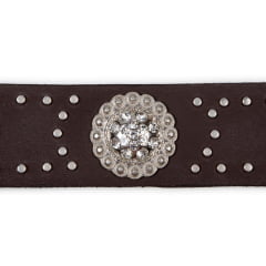 Cinto Feminino Couro Legitimo Cor Café Fivela 100% Metal Com Brilhante Cinto Feminino Couro Legitimo Cor Café Fivela 100% Metal Com Brilhante