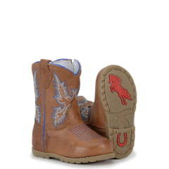 Bota Texana Baby Castor em Couro 