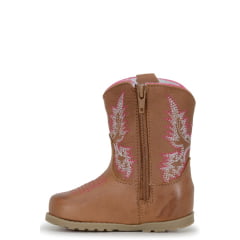 Bota Texana Baby em Couro Castor Rosa